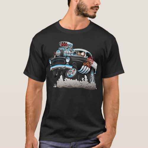 Hot Rod Usa Funny Classic Muscle Car Cartoon Illus T_Shirt