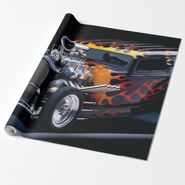 Hot rod wrapping paper (Unrolled)