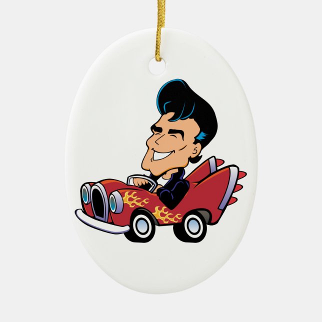 Hot Rodder Ceramic Ornament (Front)