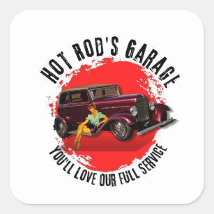 Hot Rod's Garage Square Sticker