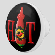 Hot sauce bottle ceramic knob