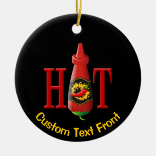 Hot sauce bottle ceramic ornament