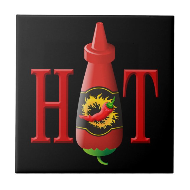 Hot sauce bottle ceramic tile (Front)