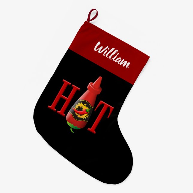 Hot Sauce Bottle Christmas Stocking (Front (Hanging))