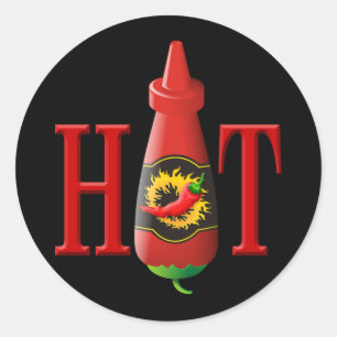 Hot sauce bottle classic round sticker