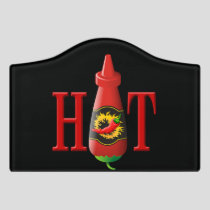 Hot sauce bottle door sign