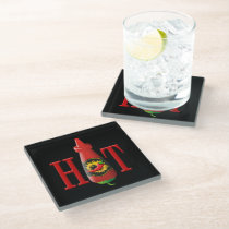 Hot sauce bottle glass coaster