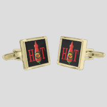 Hot Sauce Bottle Gold Cufflinks