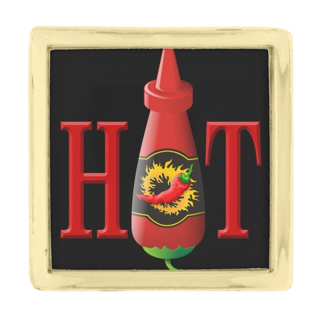 Hot Sauce Bottle Gold Finish Lapel Pin (Front)