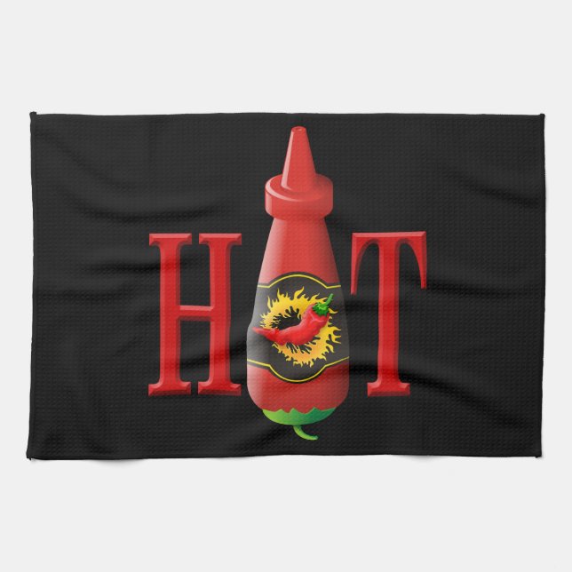 Hot Sauce Bottle Kitchen Towel (Horizontal)