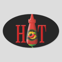 Hot sauce bottle oval sticker