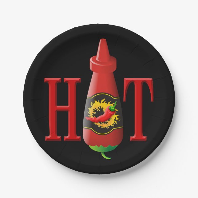 Hot Sauce Bottle Paper Plates (Front)