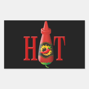 Hot sauce bottle rectangular sticker