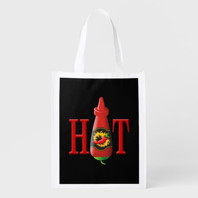 Hot Sauce Bottle Reusable Grocery Bag (Front)