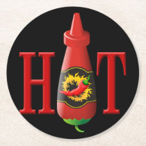 Hot Sauce Bottle Round Paper Coaster