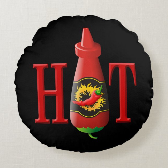 Hot sauce bottle round pillow (Front)
