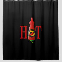 Hot sauce bottle shower curtain