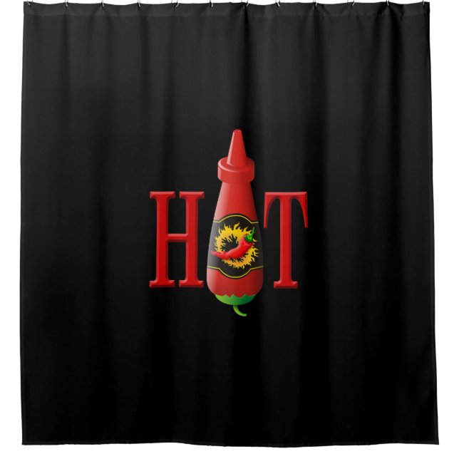 Hot sauce bottle shower curtain (Front)