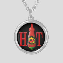 Hot Sauce Bottle Silver Plated Necklace