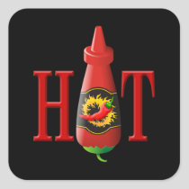 Hot sauce bottle square sticker