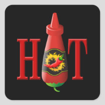 Hot sauce bottle square sticker