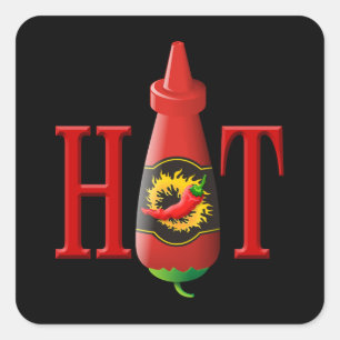Hot sauce bottle square sticker