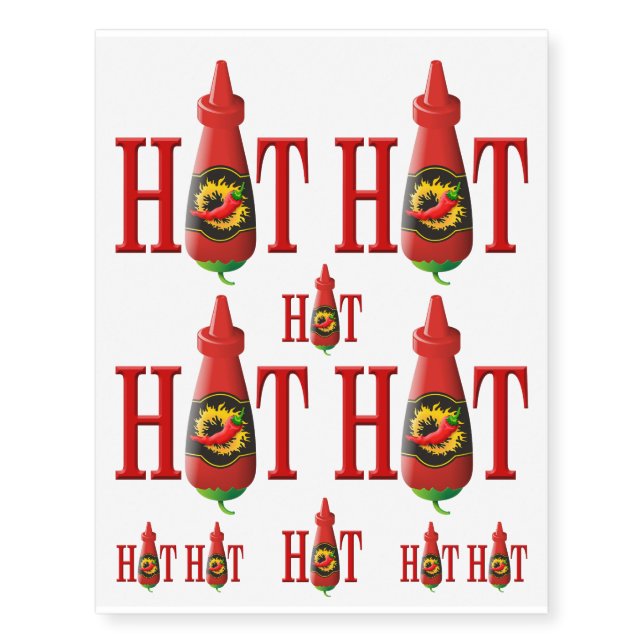 Hot Sauce Bottle Temporary Tattoos (Front)