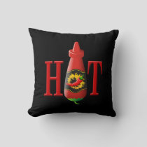 Hot sauce bottle throw pillow