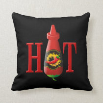Hot sauce bottle throw pillow