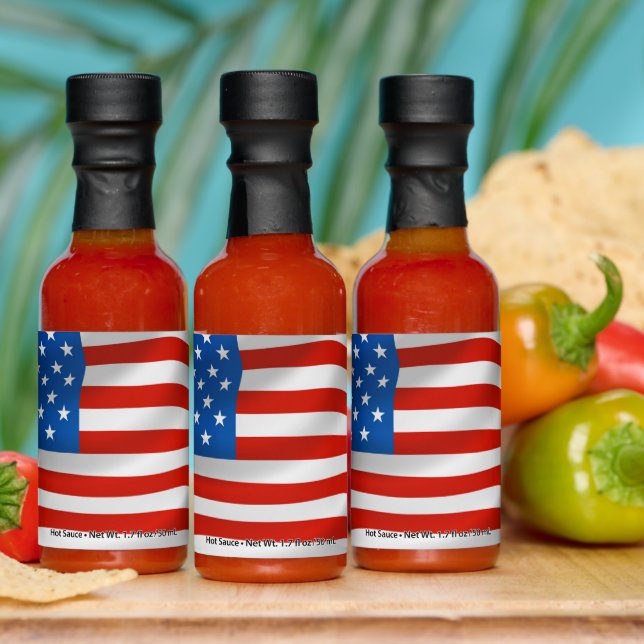 Hot Sauce Bottle Wedding  Favors AMERICAN FLAG  (Multi)