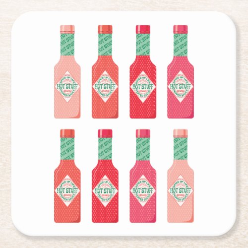 Hot Sauce Bottles Hot Stuff Spicy Gift  Square Paper Coaster