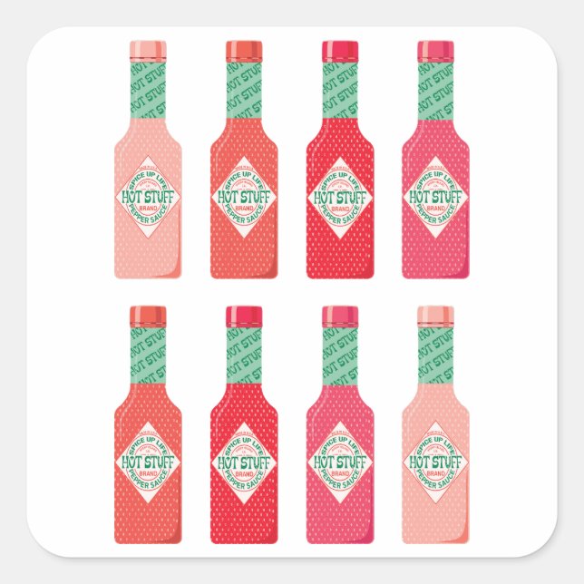 Hot Sauce Bottles Hot Stuff Spicy Gift  Square Sticker (Front)
