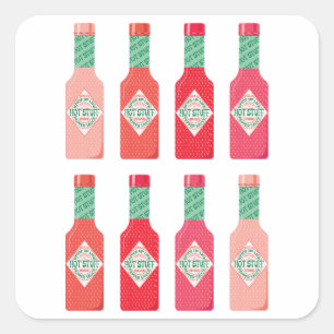 Hot Sauce Bottles Hot Stuff Spicy Gift Square Sticker