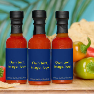 Hot Sauce Bottles with Blue label