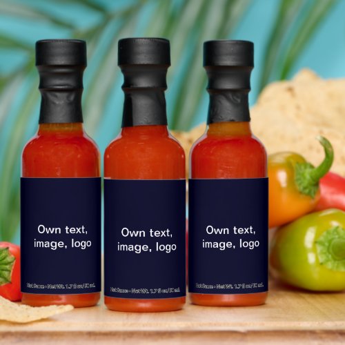 Hot Sauce Bottles with Dark Blue label