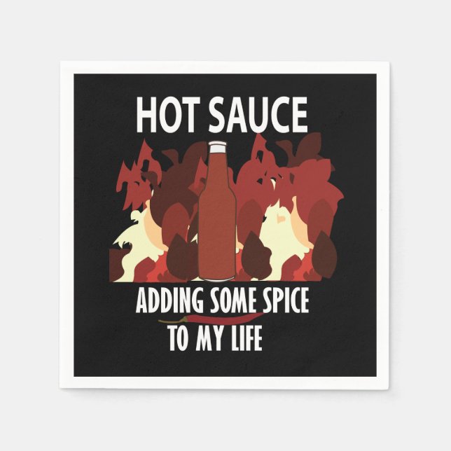 Hot Sauce Ketchup Fire Red Chili Pepper Party Napkins (Front)