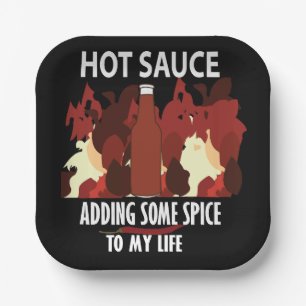 Hot Sauce Ketchup Fire Red Chili Pepper Party Paper Plates