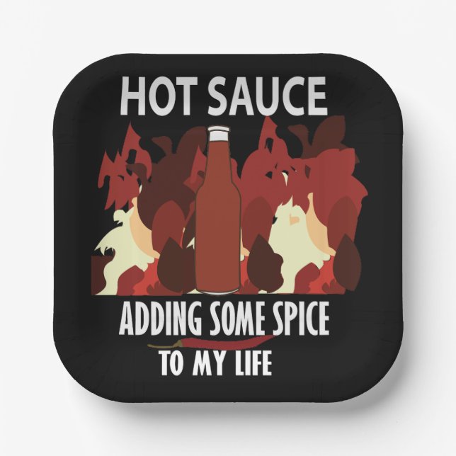 Hot Sauce Ketchup Fire Red Chili Pepper Party Paper Plates (Front)
