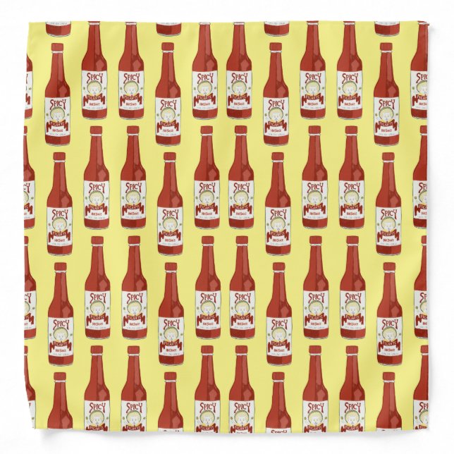 Hot Sauce Spicy Fun Cat Picante Pattern Bandana (Front)
