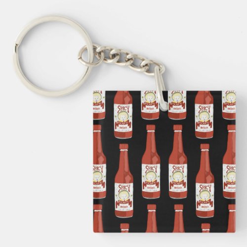 Hot Sauce Spicy Fun Picante Pattern Keychain