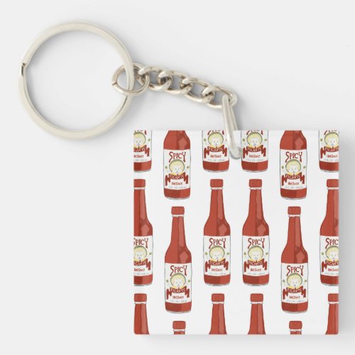 Hot Sauce Spicy Fun Picante Pattern Keychain