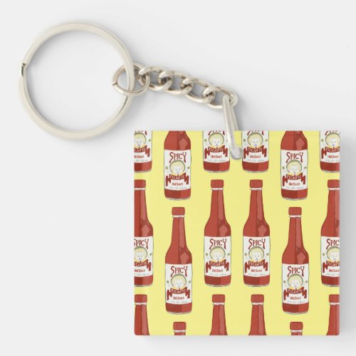 Hot Sauce Spicy Fun Picante Pattern Keychain