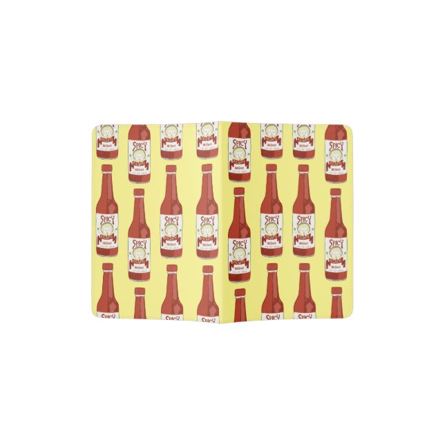 Hot Sauce Spicy Fun Picante Pattern Passport Holder (Opened)