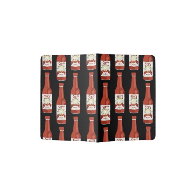 Hot Sauce Spicy Fun Picante Pattern Passport Holder (Opened)