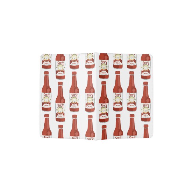 Hot Sauce Spicy Fun Picante Pattern Passport Holder (Opened)