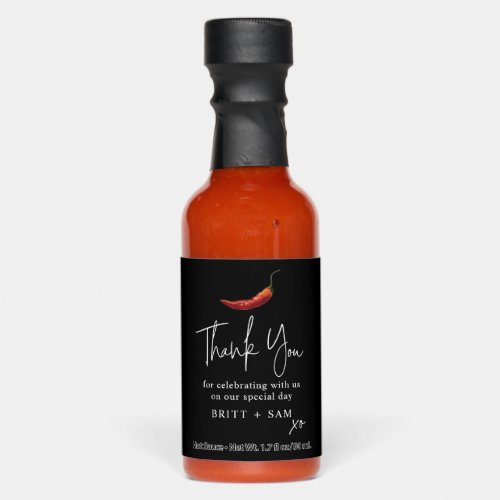 Hot Sauce Wedding Favor Simple Black Personalized