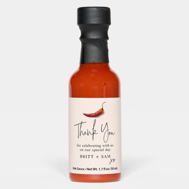 Hot Sauce Wedding Favor Simple Personalized (Front)