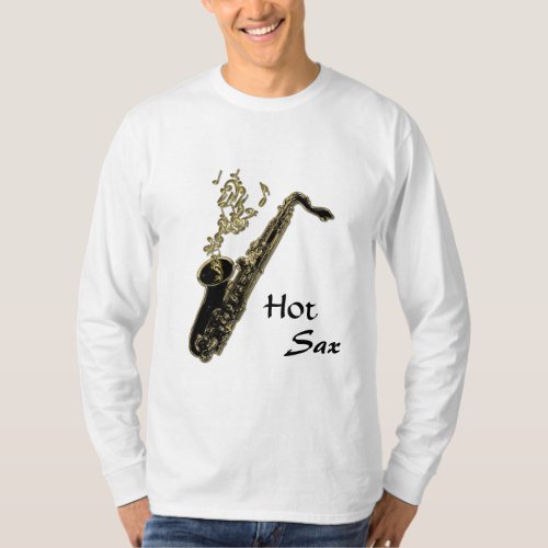 Hot Sax Gold Musical Notes and Saxophone T_Shirt