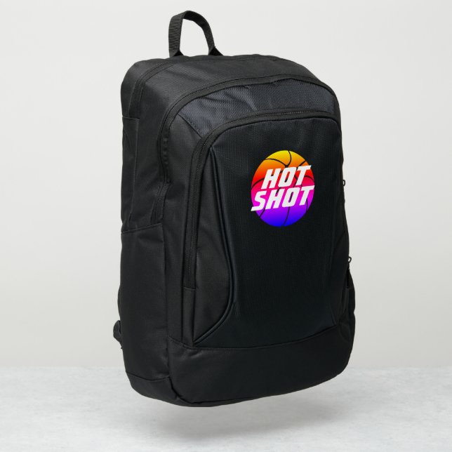 Hot Shot | Basketball Quote with Blue Text Port Authority® Backpack (Left Corner)