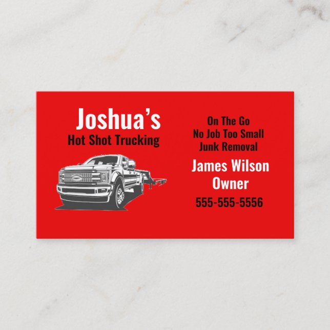 Hot Shot Trucking Red Business Card (Front)